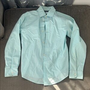Chaps Light Blue Checkered Boys Button-Down Long-Sleeve Shirt. Size 10/12.
